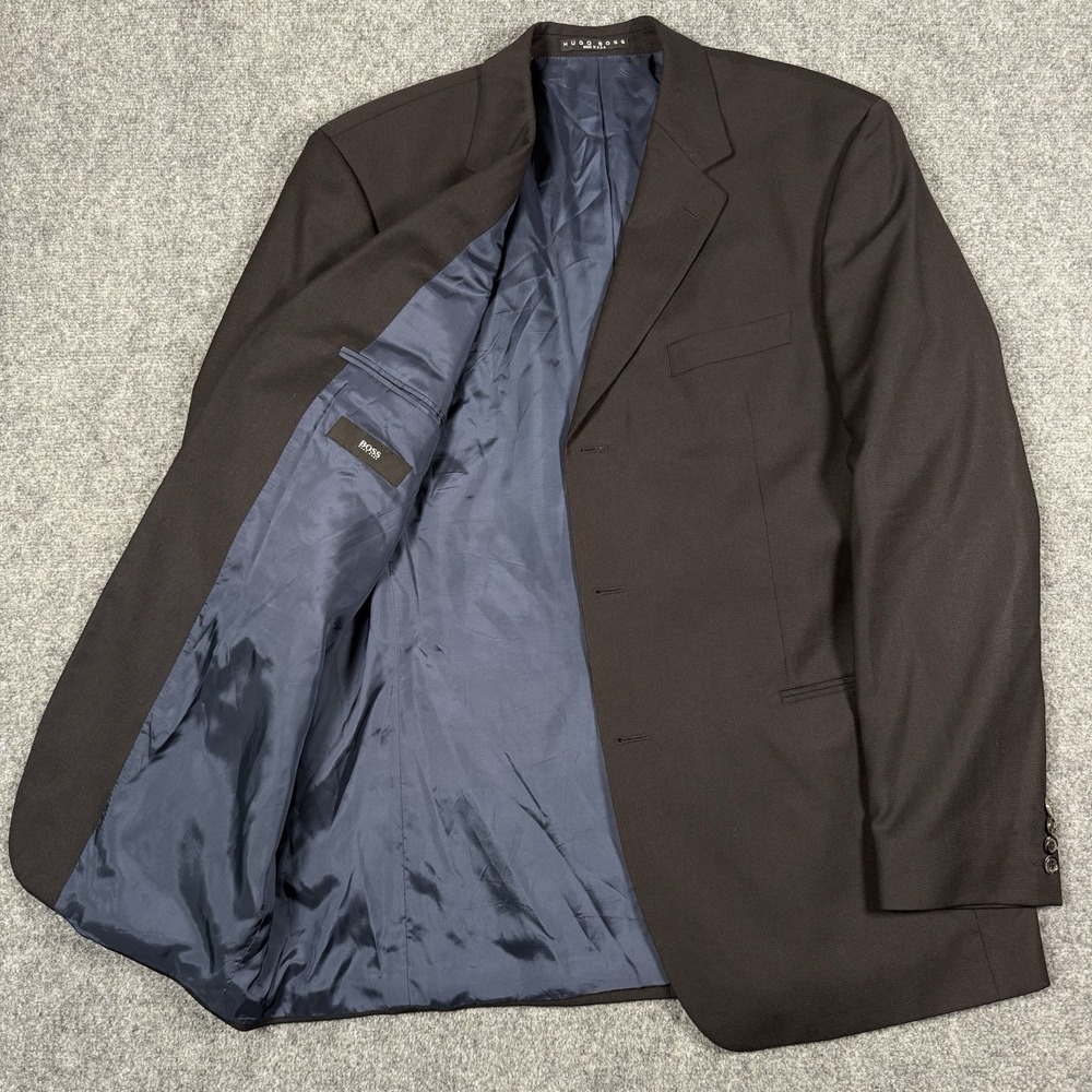 🧥 Hugo Boss USA Mens 46R Einstein US 100% Virgin Wool Suit Jacket Blazer Black